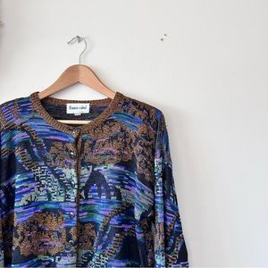 VINTAGE | Italian-Made Knit 3/4 Button-Down Crewneck Sweater by Franco Valeri